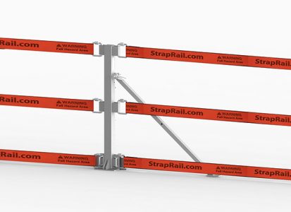 45" Guardrail Inline Anchor Post (Bolt Down) - Installed